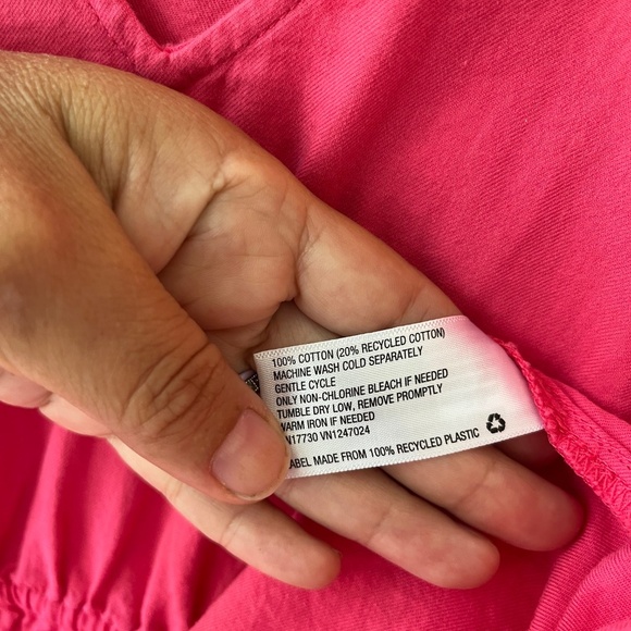 Universal Thread Sz L Flutter Sleeve Mini Dress Pink Elastic Waist Hand Pockets - Picture 10 of 10